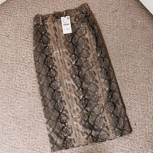 Zara Leather Snakeskin Skirt NWT